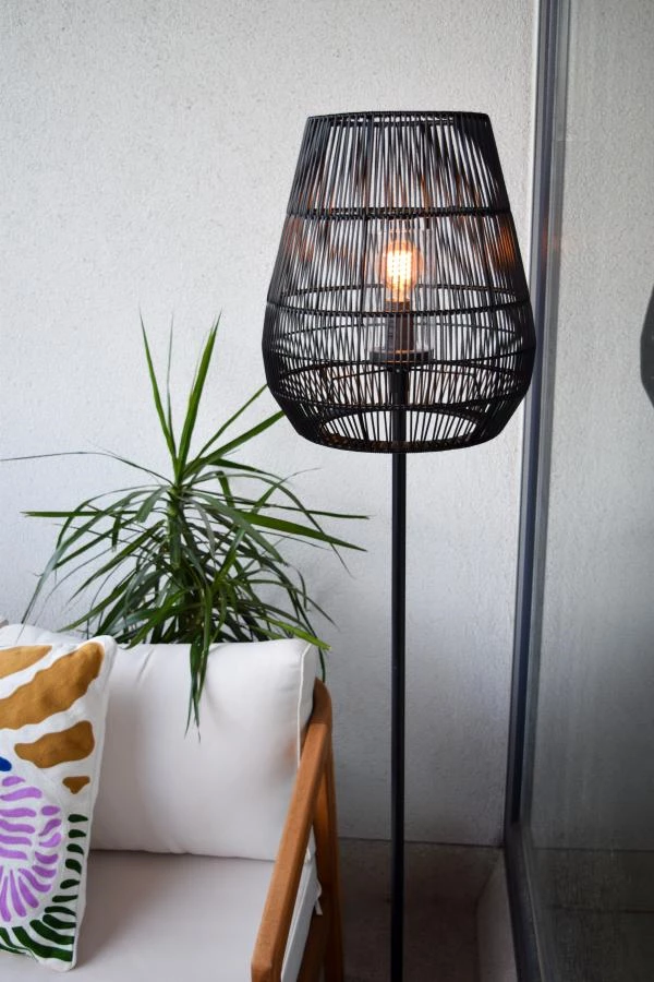 Lucide NERIDA - Lampadaire Intérieur/Extérieur - Ø 35 cm - 1xE27 - IP44 - Noir - ambiance 1